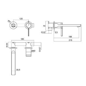 Bold Ankastre Lavabo Bataryası Mat Altın 910578