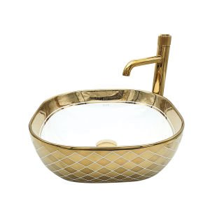 Blow Altın Beyaz Çanak Lavabo GW-432