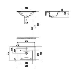 Su 60 cm Beyaz Etajerli Lavabo SU060